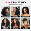 Kinky Curly Half Wig 3 In 1 Glueless Install Flip Over Wig Beginner Friendly
