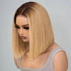 Ombre Honey Blonde Straight Short Bob Wig Wear Go 6x5 HD Lace Wig