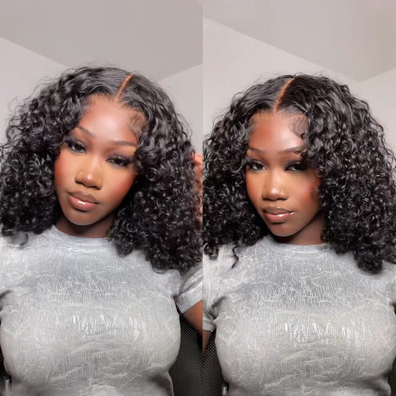 Pre-bleached Knots Pre Cut 6x5 HD Lace Bouncy Water Wave Wear Go Wig ...