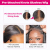 Pre-bleached Knots Pre Cut 6x5 HD Lace Bouncy Water Wave Wear Go Wig