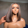 Ombre Highlight Straight Glueless Bob Wig Pre Cut 5x6 HD Lace Pre-bleached Knots