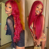 straight body wave red color wear go wig