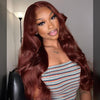 Reddish Brown Curtain Bangs Body Wave Pre Cut 6x5 Lace Glueless Wigs