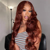 Reddish Brown Curtain Bangs Body Wave Pre Cut 6x5 Lace Glueless Wigs