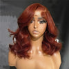Pre Cut 6x5 HD Lace #33 Reddish Brown Glueless Loose Body Wave Short Wig Pre-Bleached Knots
