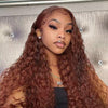 Gorgeous Reddish Brown Glueless Water Wave HD Full Lace Frontal Wigs