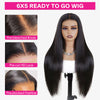 Pre-bleached Knots Straight Hair Pre Cut 6x5 HD Lace Wear Go Glueless Wig