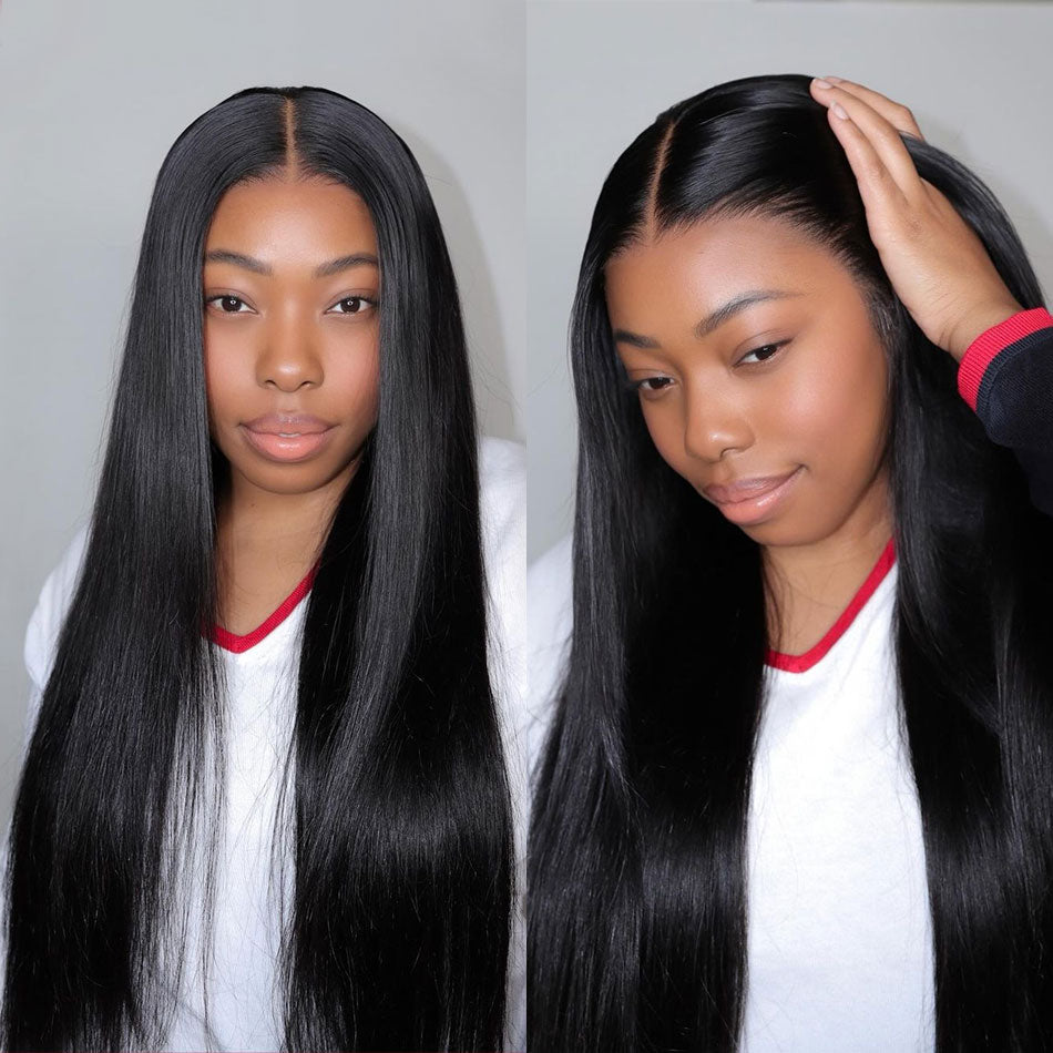 Pre-bleached Knots Glueless Silky Straight Hair 13x4 13x6 Full Frontal ...