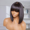 Glueless Straight Human Hair 4x4 Undetectable Lace Bob Wig With Bangs