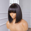 Glueless Straight Human Hair 4x4 Undetectable Lace Bob Wig With Bangs