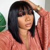 Glueless Straight Human Hair 4x4 Undetectable Lace Bob Wig With Bangs