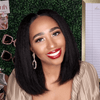 U Part Kinky Straight Short Bob Wig Glueless Human Hair Wigs 180% Density Natural Scalp