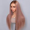 Ombre Ash Pink Glueless Straight Human Hair Wig Pre Cut 6x5 HD Lace