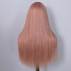 Ombre Ash Pink Glueless Straight Human Hair Wig Pre Cut 6x5 HD Lace