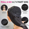 Yaki Straight U/V Part Wig Natural Scalp Look 180% Density Human HairHuman Hair Wigs