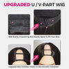 Yaki Straight U/V Part Wig Natural Scalp Look 180% Density Human HairHuman Hair Wigs