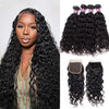 10A Grade Brazilian Hair Water Wave Natural Wave 4Pcs with 4x4 Lace Closure