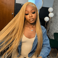honey blonde straight hair lace wig