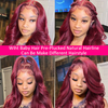 99J Color Burgundy Straight Body Wave 13x4 Lace Front Wig 180% 200% Density - uprettyhair