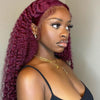 99J Burgundy Curly 13x4 Lace Front Human Hair Wigs For Women - uprettyhair