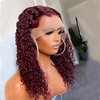 99J Burgundy Curly 13x4 Lace Front Human Hair Wigs For Women - uprettyhair