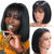 Straight Bob Lace Front Wig With Bangs 150% Density Natural Black Hair - uprettyhair