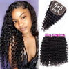 Deep Wave Weave Human Hair 3 Bundles With 5x5 Lace Closure Natural Color - uprettyhair