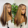 Brazilian Straight Ombre Highlight 4/27 Human Hair 13x4 Lace Front Wig With Baby Hair - uprettyhair