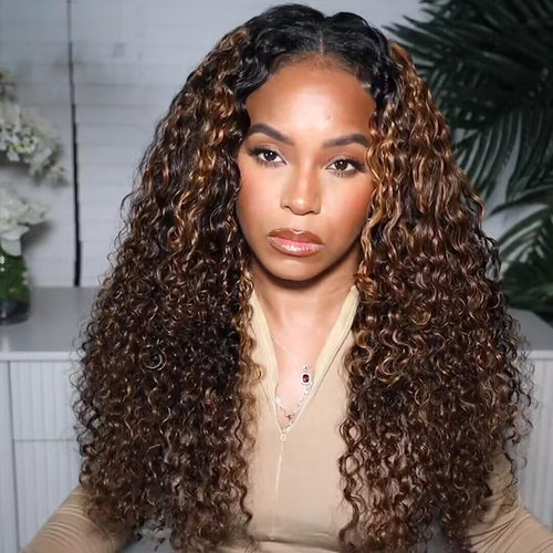 Lace wig mix color Mix Color Highlight Camel Brown Lace Front Wigs Straight  main image 4