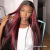 highlight burgundy straight hair lace wig