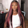 highlight burgundy straight hair lace wig