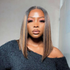 Straight Short Bob MIX Color Highlight 13x4 Lace Front Wigs 150% Density - uprettyhair