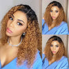 ombre honey blonde curly hair lace front wig