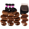Ombre Color #1B/30 Brazilian Body Wave Human Hair 3 Bundles With Lace Closure - uprettyhair