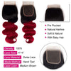 1B/Red Color Ombre Body Wave Human Hair 3 Bundles with 4x4 Lace Closure - uprettyhair