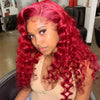 red color loose deep wave human hair lace wigs