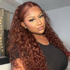 reddish brown water wave hd lace wig
