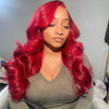 red human hair lace wig