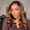 Highlight Honey Blonde Shoulder Length Body Wave Lace Front Wig - uprettyhair
