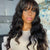 body wave glueless lace wig with bangs