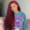 water wave 99j burgundy hair lace wigs